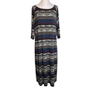 Monroe & Main Dress Womens Size L Blue Red Black Soft Stretchy Knit Sheath Y2K